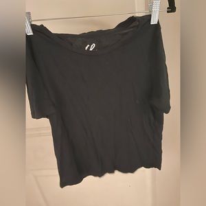charlotte russe black flowy crop top tshirt